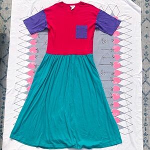 Vtg 90s Colorblock Maxi Dress